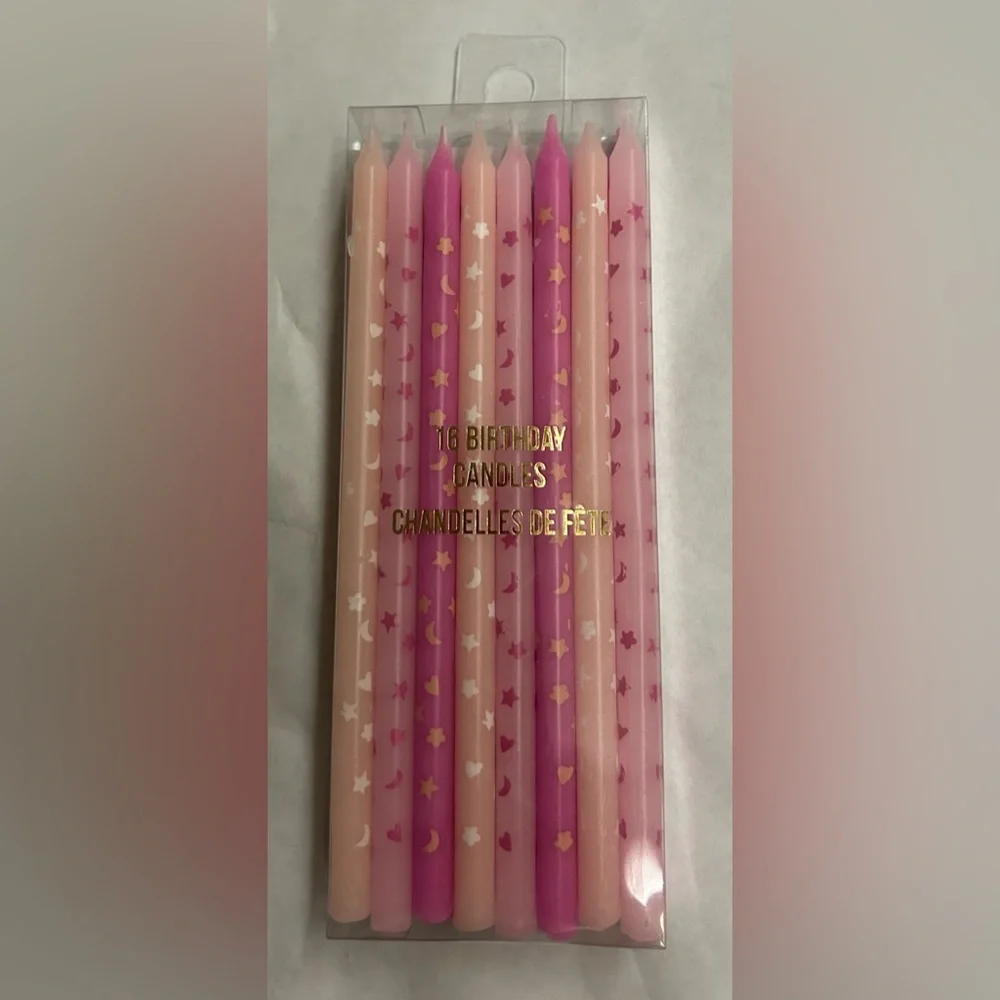 New 16 Pink Birthday Candles Stars Moon Hearts Meri Meri